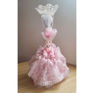 Vintage 1960's Victorian Pink Dress Doll Lamp